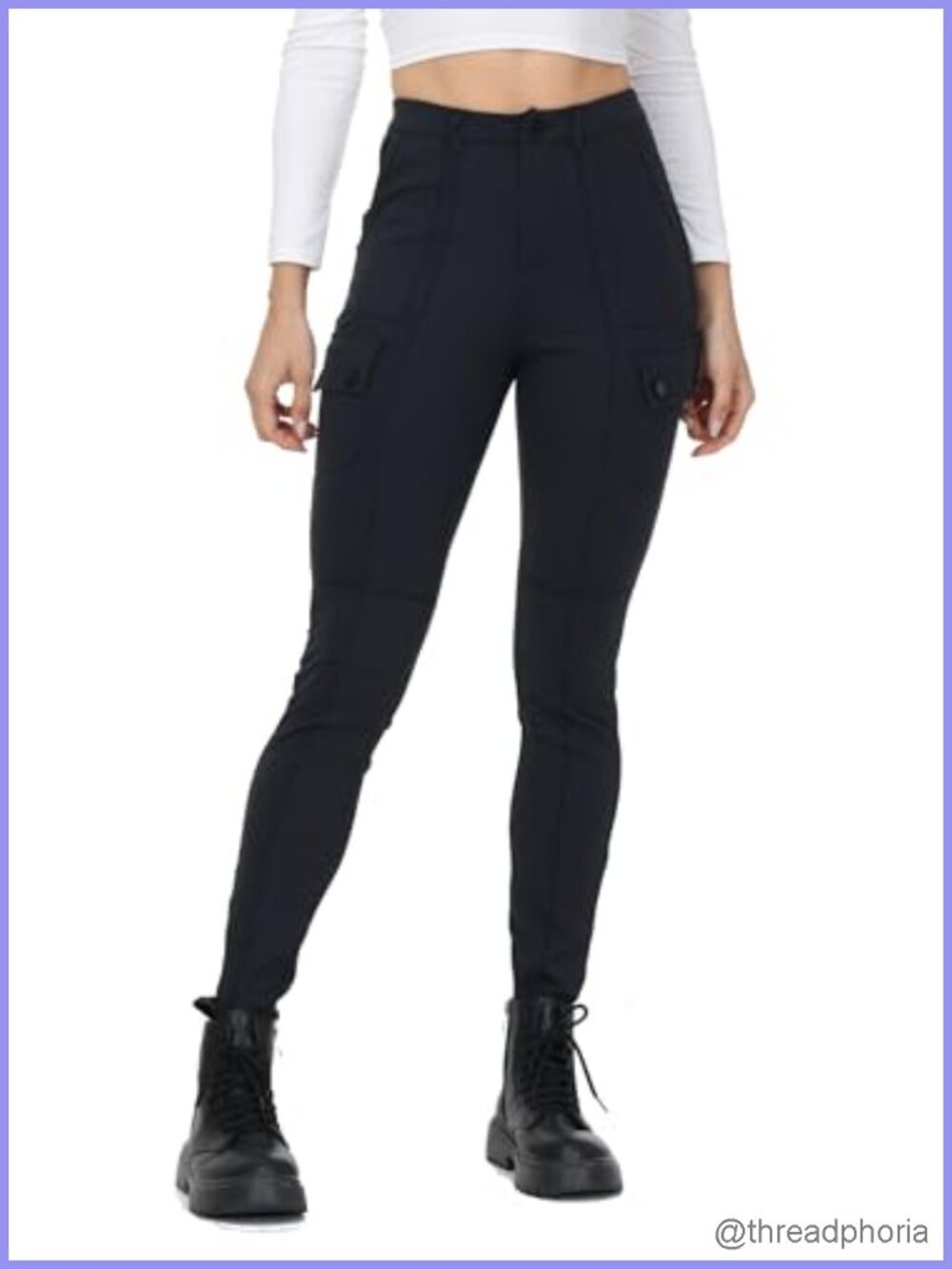 High Waisted Cargo Leggings with Pockets Women Athletic Yoga Pants Tapered